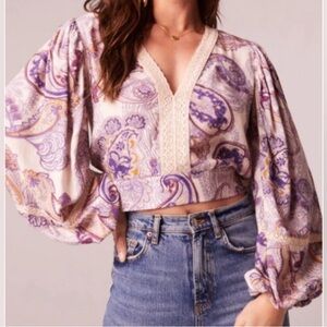 NWT Band of the Free Mirabelle Crop Top, Purple And Cream, Size XS